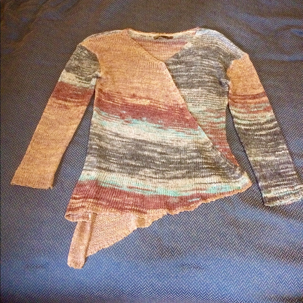 Prana Wrap Sweater Natural Blue peach tan